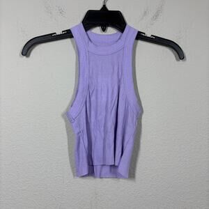 WSLY XXS Rivington Ribbed Cropped Tank Top Wisteria Purple High Neck